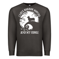 Smoke i love horror movies and my corgi funny corgi Premium Sweatshirt - artisFamous