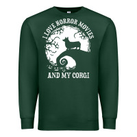 Sports Green i love horror movies and my corgi funny corgi Premium Sweatshirt - artisFamous