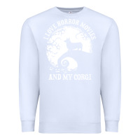 White i love horror movies and my corgi funny corgi Premium Sweatshirt - artisFamous