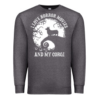 Charcoal Heather i love horror movies and my corgi funny corgi Premium Sweatshirt - artisFamous