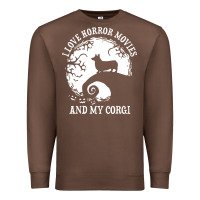 Chestnut i love horror movies and my corgi funny corgi Premium Sweatshirt - artisFamous