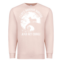Pale Pink i love horror movies and my corgi funny corgi Premium Sweatshirt - artisFamous