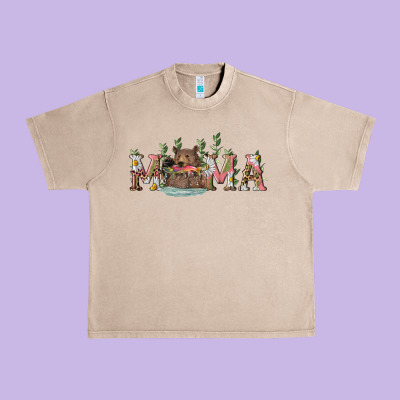 Mama With Bear And Daisy Urban Heavy Tee Designed By Ranaportraitstore