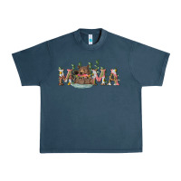 Midnight Navy Mama with bear and daisy Urban Heavy Tee - RanaPortraitStore