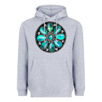 Heather Grey turquoise gemstone Heavyweight Hoodie - JahusDesignShop