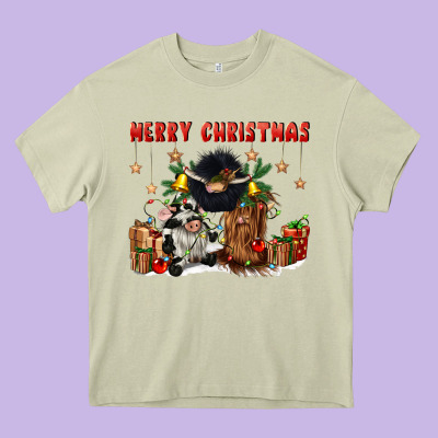 Merry Christmas Heavy Core Tee Designed By Cowgirlartshop