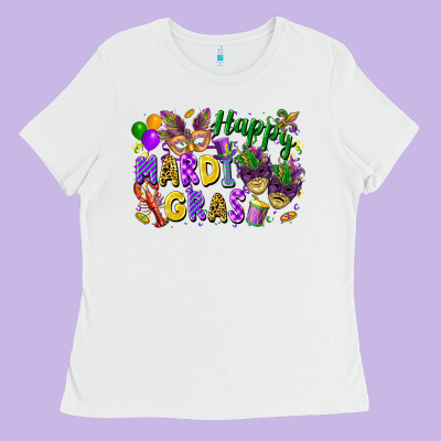 Happy Mardi Gras Ladies Tee Designed By Fadigitalartstudio