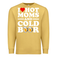 Antique Gold i love heart hot moms cold beer funny adult drinking joke Premium Sweatshirt - artisFamous