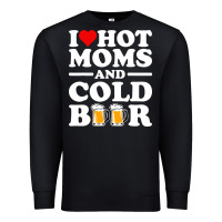 Black i love heart hot moms cold beer funny adult drinking joke Premium Sweatshirt - artisFamous