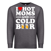 Charcoal Heather i love heart hot moms cold beer funny adult drinking joke Premium Sweatshirt - artisFamous