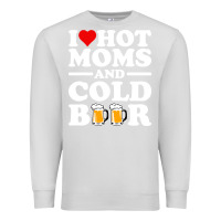 Dove Grey i love heart hot moms cold beer funny adult drinking joke Premium Sweatshirt - artisFamous