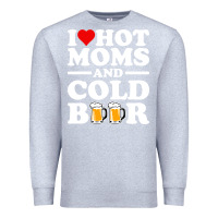 Heather Grey i love heart hot moms cold beer funny adult drinking joke Premium Sweatshirt - artisFamous