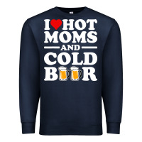 Navy i love heart hot moms cold beer funny adult drinking joke Premium Sweatshirt - artisFamous