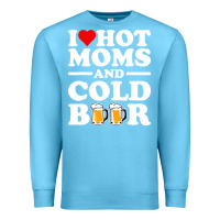 Ocean Blue i love heart hot moms cold beer funny adult drinking joke Premium Sweatshirt - artisFamous