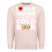 Pale Pink i love heart hot moms cold beer funny adult drinking joke Premium Sweatshirt - artisFamous