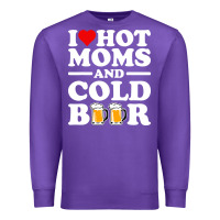 Purple i love heart hot moms cold beer funny adult drinking joke Premium Sweatshirt - artisFamous