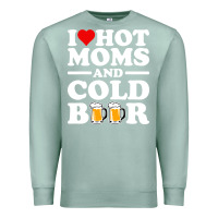 Seafoam i love heart hot moms cold beer funny adult drinking joke Premium Sweatshirt - artisFamous