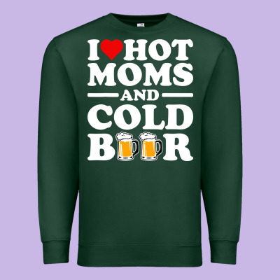 I Love Heart Hot Moms Cold Beer Funny Adult Drinking Joke Premium Sweatshirt Designed By Artisfamous