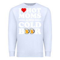 White i love heart hot moms cold beer funny adult drinking joke Premium Sweatshirt - artisFamous
