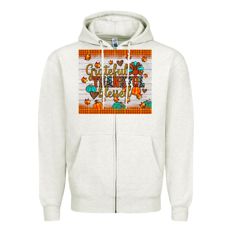 Grateful Thankful Blessed Zipper Hoodie by JahusDesignShop | Teevron