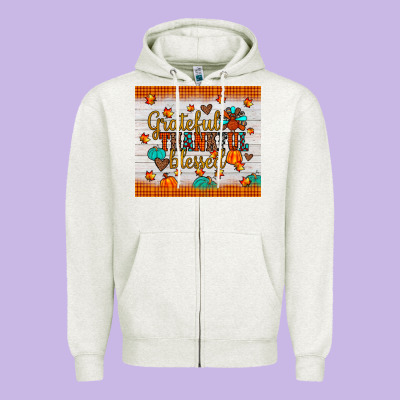 Grateful Thankful Blessed Zipper Hoodie Designed By Jahusdesignshop