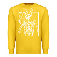 Lemon distressed skeleton vintage smiling skull drinking coffee Premium Sweatshirt - artisFamous