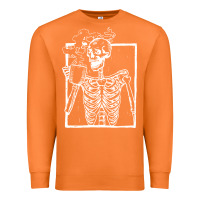 Carrot distressed skeleton vintage smiling skull drinking coffee Premium Sweatshirt - artisFamous