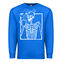 True Royal distressed skeleton vintage smiling skull drinking coffee Premium Sweatshirt - artisFamous