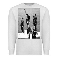 Oatmeal Heather black power black fist 1968 olympics Premium Sweatshirt - artisFamous