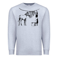 Heather Grey Banksy Zebra Premium Sweatshirt - artisFamous