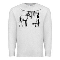 Oatmeal Heather Banksy Zebra Premium Sweatshirt - artisFamous