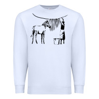 White Banksy Zebra Premium Sweatshirt - artisFamous