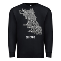 Black chicago typography neighborhood map Premium Sweatshirt - artisFamous