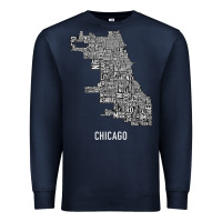 Navy chicago typography neighborhood map Premium Sweatshirt - artisFamous
