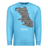 Ocean Blue chicago typography neighborhood map Premium Sweatshirt - artisFamous