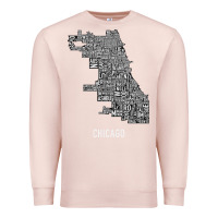Pale Pink chicago typography neighborhood map Premium Sweatshirt - artisFamous