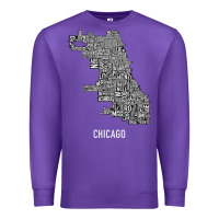 Purple chicago typography neighborhood map Premium Sweatshirt - artisFamous