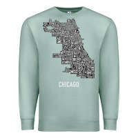 Seafoam chicago typography neighborhood map Premium Sweatshirt - artisFamous