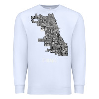 White chicago typography neighborhood map Premium Sweatshirt - artisFamous