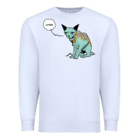 White lying cat Premium Sweatshirt - artisFamous