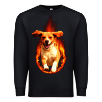 Black Dog In Fire Premium Sweatshirt - artisFamous