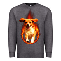 Charcoal Heather Dog In Fire Premium Sweatshirt - artisFamous