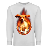 Dove Grey Dog In Fire Premium Sweatshirt - artisFamous