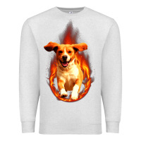 Oatmeal Heather Dog In Fire Premium Sweatshirt - artisFamous