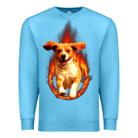 Ocean Blue Dog In Fire Premium Sweatshirt - artisFamous