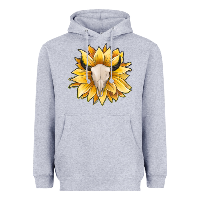 Sunflower Bull Skull Heavyweight Hoodie by JahusDesignShop | Teevron