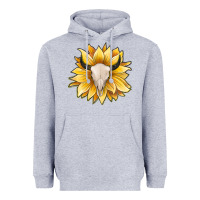 Heather Grey sunflower bull skull Heavyweight Hoodie - JahusDesignShop