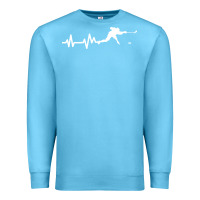 Ocean Blue hockey player heartbeat ice Premium Sweatshirt - artisFamous