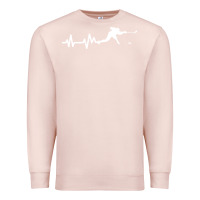 Pale Pink hockey player heartbeat ice Premium Sweatshirt - artisFamous