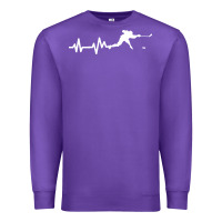 Purple hockey player heartbeat ice Premium Sweatshirt - artisFamous